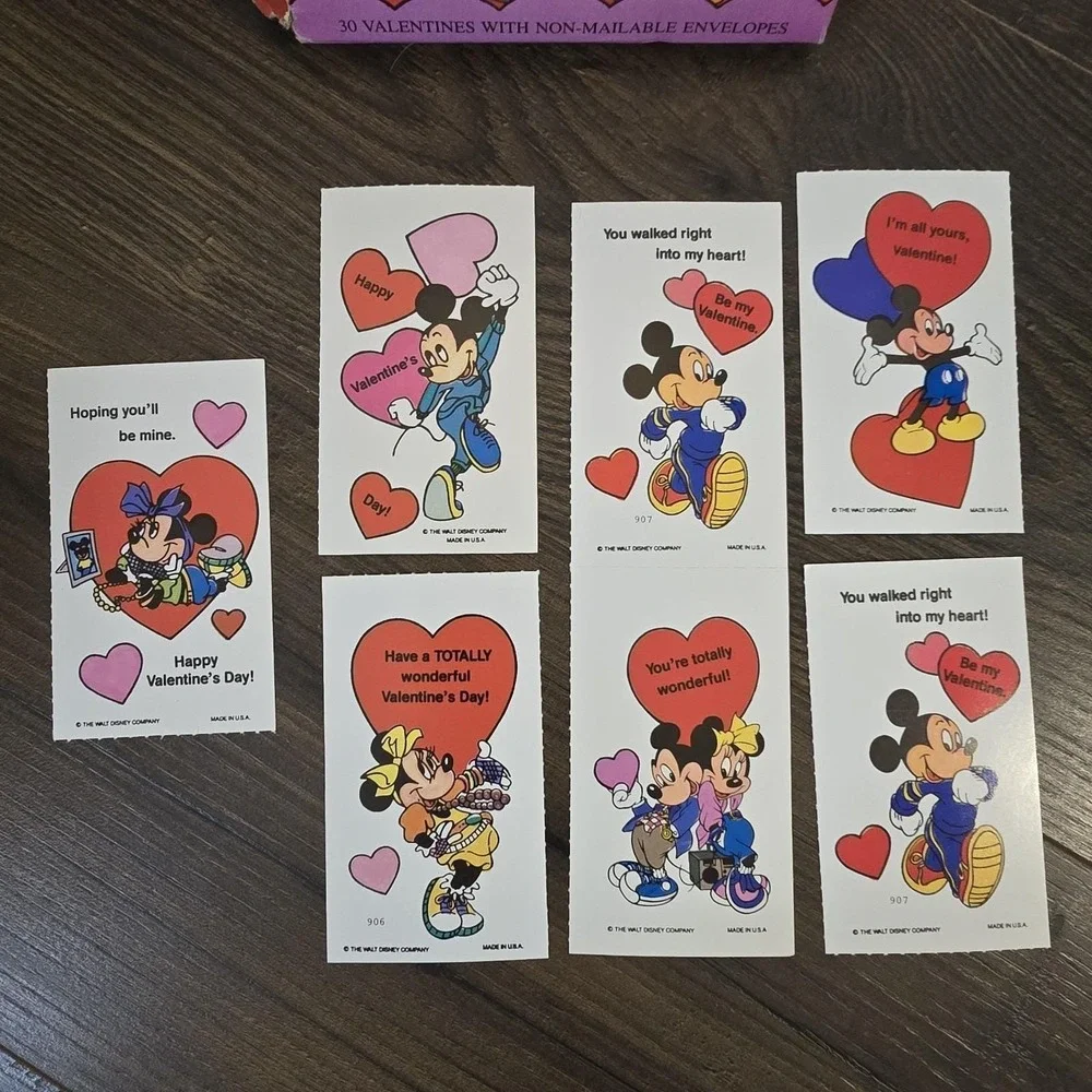1980s Vintage Disney Mickey Mouse Valentine's‎ Day Cards Lot Of 7 Children